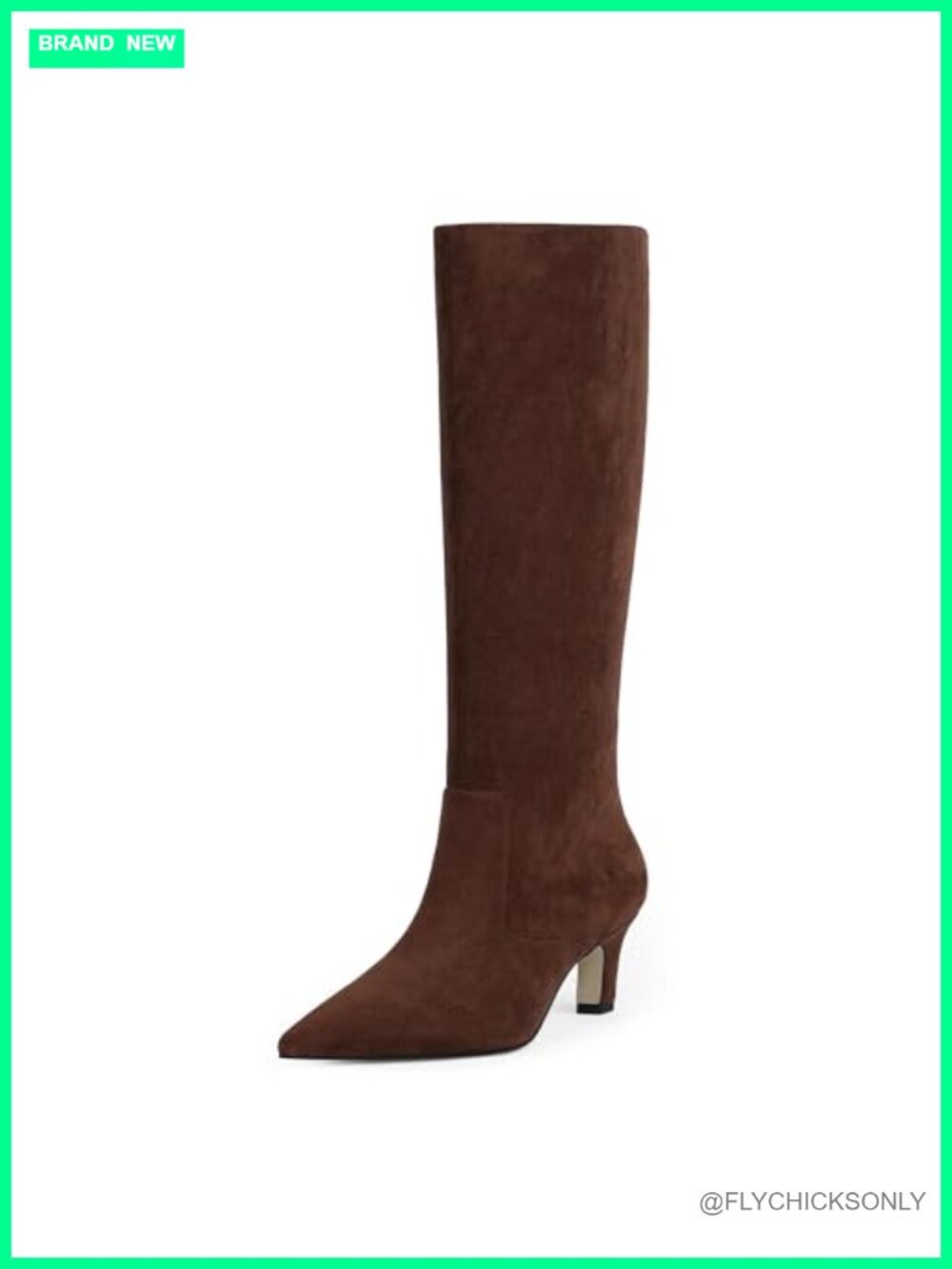 Faux Leather Knee High Boots Pointed Toe Kitten Heel Tall Boots